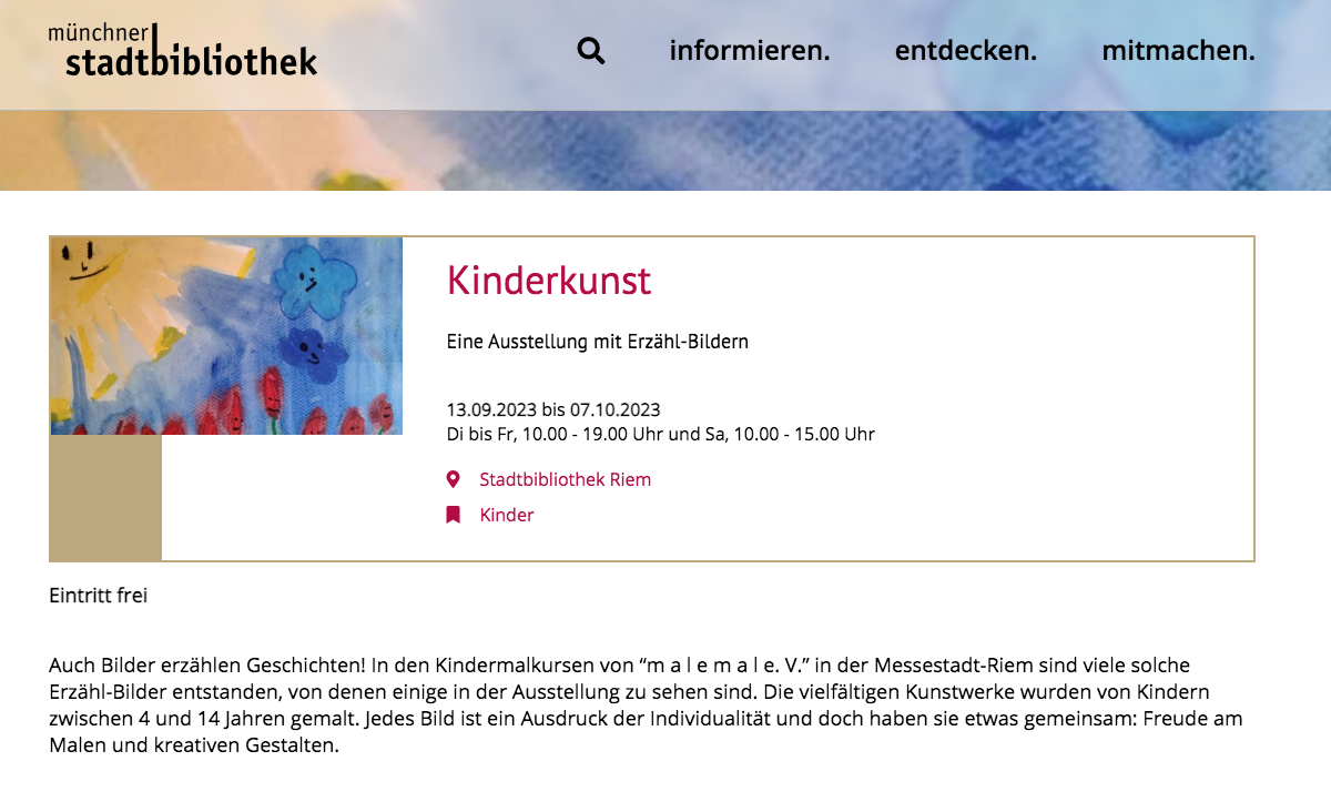 You are currently viewing Ausstellung in der Stadtbibliothek Riem