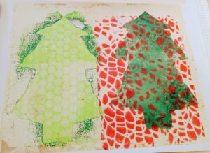 Read more about the article Weihnachtskarten mit Gelli-Print